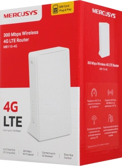 Роутер беспроводной Mercusys MB110-4G N300 10/100BASE-TX/4G cat. 4 белый - купить недорого с доставкой в интернет-магазине