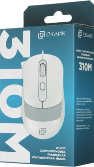 Мышь Оклик 310M белый/серый оптическая 2400dpi USB для ноутбука 4but (1869103) - купить недорого с доставкой в интернет-магазине