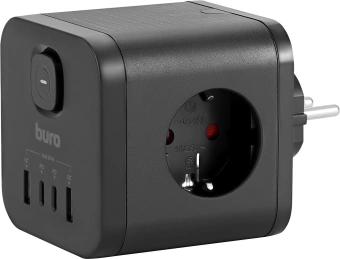Сетевой разветвитель Buro BU-PW3UC-Plus-B (3 розетки) черный (коробка) - купить недорого с доставкой в интернет-магазине