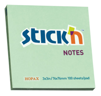 Блок самоклеящийся бумажный Stick`n 21150 76x76мм 100лист. 70г/м2 пастель зеленый - купить недорого с доставкой в интернет-магазине