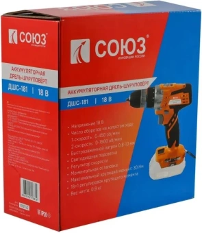 Дрель-шуруповерт Союз ДШС-181 аккум. патрон:быстрозажимной - купить недорого с доставкой в интернет-магазине