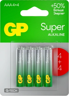 Батарея GP Super Alkaline G-Tech 24А AAA NiMH 1000mAh (8шт) - купить недорого с доставкой в интернет-магазине