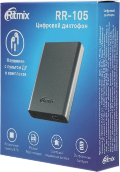 Диктофон Цифровой Ritmix RR-105 8Gb серый - купить недорого с доставкой в интернет-магазине