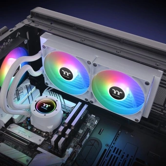 Система водяного охлаждения Thermaltake TH280 V2 Snow ARGB Soc-AM5/AM4/1151/1200/1700 белый 4-pin 34.7dB Al+Cu Ret (CL-W377-PL14SW-A) - купить недорого с доставкой в интернет-магазине