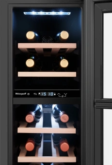 Винный шкаф Weissgauff WWCI-16 DB DualZone 1-нокамерн. черный глянц. (438723) - купить недорого с доставкой в интернет-магазине