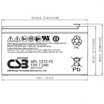 Аккумулятор CSB GPL1272 F2 - купить недорого с доставкой в интернет-магазине