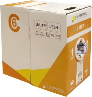 Кабель информационный Lanmaster LAN-6EUTP-HFLT-BL кат.6 UTP 4 пары 23AWG LSZH внутренний 305м черный - купить недорого с доставкой в интернет-магазине