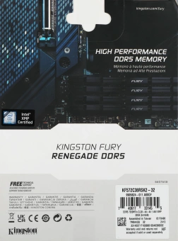 Память DDR5 2x16GB 7200MHz Kingston KF572C38RSK2-32 Fury Renegade Silver XMP RTL Gaming PC5-57600 CL38 DIMM 288-pin 1.45В kit single rank с радиатором Ret - купить недорого с доставкой в интернет-магазине