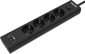 Сетевой фильтр Philips CHP8246BA/51 2м (4 розетки) черный (коробка) - купить недорого с доставкой в интернет-магазине