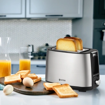 Тостер Vitek VT-7156 750Вт серебристый/черный - купить недорого с доставкой в интернет-магазине
