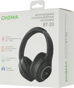 Гарнитура накладные Digma BT-20 ANC черный беспроводные bluetooth оголовье (BT20) - купить недорого с доставкой в интернет-магазине
