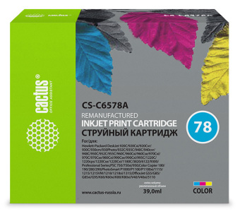 Картридж струйный Cactus CS-C6578A №78 многоцветный (39мл) для HP DJ 916c/920/920c/920cvr/920cw/920cxi/930/930c/930cm/930p/932c/935c/940/940c/940cvr/940cw/940cxi/950/950c/952c/959/959c/960/960c/960cse/960cxi/970/970c/970cse/970cxi/980c/980cxi/990/99 - купить недорого с доставкой в интернет-магазине