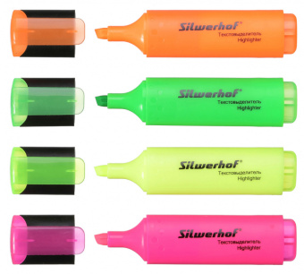 Набор текстовыделителей Silwerhof Blaze 108036-00 скошенный пиш. наконечник 1-5мм 4цв. пакет с европодвесом - купить недорого с доставкой в интернет-магазине