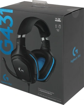 Наушники с микрофоном Logitech G431 черный/синий 2м мониторные оголовье (981-000772) - купить недорого с доставкой в интернет-магазине