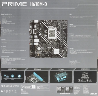 Материнская плата Asus PRIME H610M-D Soc-1700 Intel H610 2xDDR5 mATX AC`97 8ch(7.1) GbLAN+VGA+HDMI - купить недорого с доставкой в интернет-магазине
