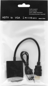 Переходник аудио-видео Premier 5-983 HDMI (m)/VGA (f)/Jack 3.5 (f) 0.15м. черный - купить недорого с доставкой в интернет-магазине