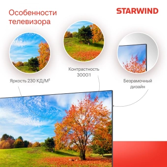 Телевизор LED Starwind 43" SW-LED43UG403 Яндекс.ТВ Frameless черный 4K Ultra HD 60Hz DVB-T DVB-T2 DVB-C DVB-S DVB-S2 USB WiFi Smart TV - купить недорого с доставкой в интернет-магазине