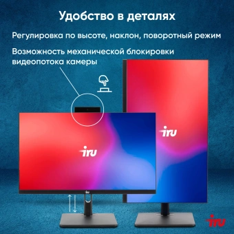 Моноблок IRU 23ID 23.8" Full HD i7 1255U (1.7) 16Gb SSD512Gb CR Windows 11 Professional GbitEth WiFi BT 120W Cam черный 1920x1080 - купить недорого с доставкой в интернет-магазине