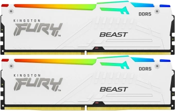 Память DDR5 2x32GB 6000MHz Kingston KF560C36BWEAK2-64 Fury Beast White Expo RGB RTL Gaming PC5-48000 CL36 DIMM 288-pin 1.35В dual rank с радиатором Ret - купить недорого с доставкой в интернет-магазине