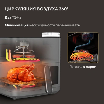Аэрогриль Hyundai HYF-9085 8л 2000Вт темно-серый/серебристый - купить недорого с доставкой в интернет-магазине