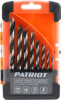 Набор сверл Patriot Набор сверл по дереву спиральные (815010103) по дереву (8пред.) для дрелей/перфораторов - купить недорого с доставкой в интернет-магазине