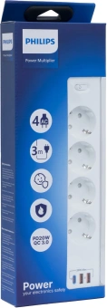 Сетевой фильтр Philips CHP4346WB/51 3м (4 розетки) белый (коробка) - купить недорого с доставкой в интернет-магазине