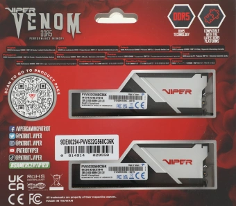 Память DDR5 2x16GB 5600MHz Patriot PVV532G560C36K Viper Venom RTL Gaming PC5-44800 CL36 DIMM 288-pin 1.25В с радиатором Ret - купить недорого с доставкой в интернет-магазине