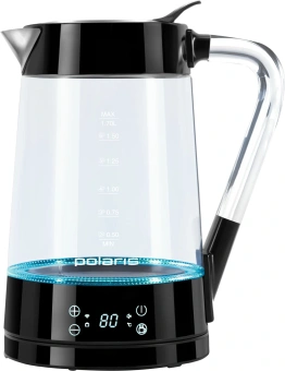 Чайник электрический Polaris PWK 1715CGLD 1.7л. 2200Вт черный корпус: стекло/пластик - купить недорого с доставкой в интернет-магазине