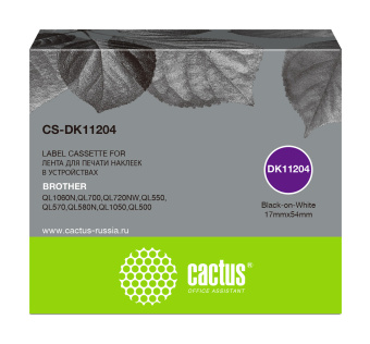 Картридж ленточный Cactus CS-DK11204 DK-11204 черный для Brother P-touch QL-500, QL-550, QL-700, QL-800 - купить недорого с доставкой в интернет-магазине