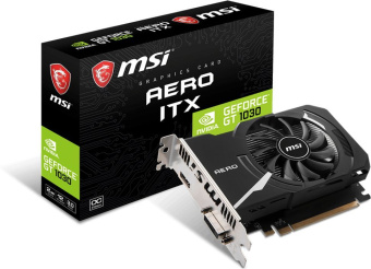 Видеокарта MSI PCI-E 3.0 GT 1030 AERO ITX 2GD4 OC NVIDIA GeForce GT 1030 2Gb 64bit DDR4 1189/2100 HDMIx1 HDCP Ret - купить недорого с доставкой в интернет-магазине
