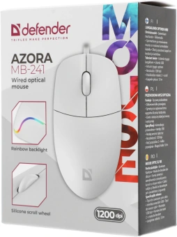 Мышь Defender Azora MB-241 белый оптическая 1200dpi silent USB 2but (52242) - купить недорого с доставкой в интернет-магазине