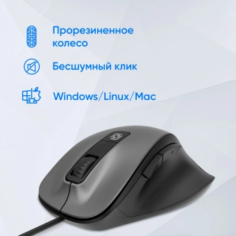 Мышь Оклик 504M черный/серый оптическая 3600dpi silent USB 6but (2004741) - купить недорого с доставкой в интернет-магазине