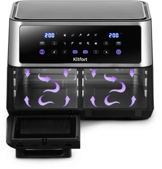 Аэрогриль Kitfort КТ-2256 2850Вт черный/серебристый - купить недорого с доставкой в интернет-магазине