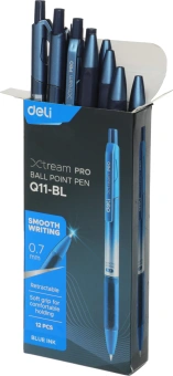 Ручка шариков. автоматическая Deli X-tream EQ11-BL синий мет./синий d=0.7мм син. черн. резин. манжета - купить недорого с доставкой в интернет-магазине