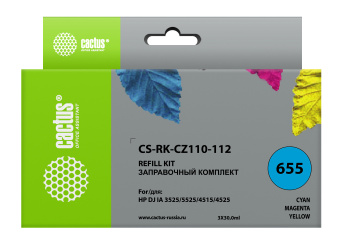 Заправочный набор Cactus CS-RK-CZ110-112 многоцветный 3x90мл для HP DJ IA 3525/5525/4515/4525 - купить недорого с доставкой в интернет-магазине