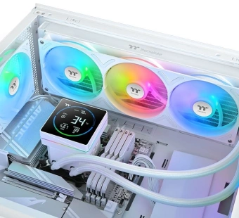 Система водяного охлаждения Thermaltake TH360-S V3 Snow ARGB Soc-AM5/AM4/1200/1700/1851 белый 4-pin 37.8dB Al LCD 365W Ret (CL-W472-PL12SW-A) - купить недорого с доставкой в интернет-магазине