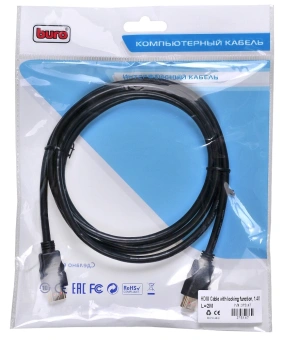 Кабель аудио-видео Buro HDMI 1.4 HDMI (m)/HDMI (m) 2м. позолоч.конт. черный (BHP2M) - купить недорого с доставкой в интернет-магазине