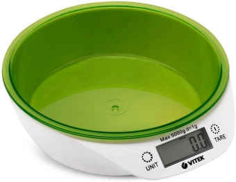 Весы кухонные электронные Vitek VT-2400 макс.вес:5кг белый/зеленый - купить недорого с доставкой в интернет-магазине