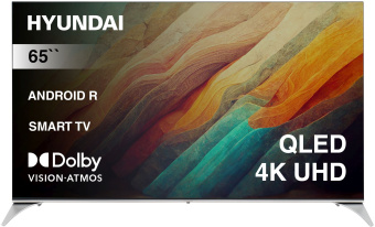 Телевизор QLED Hyundai 65" H-LED65QBU7500 Android TV Frameless черный/серебристый 4K Ultra HD 60Hz DVB-T DVB-T2 DVB-C DVB-S DVB-S2 USB WiFi Smart TV - купить недорого с доставкой в интернет-магазине