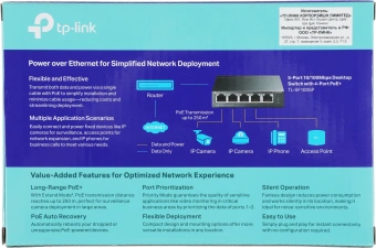 Коммутатор TP-Link TL-SF1005P (L2) 5x100Мбит/с 4PoE 58W неуправляемый - купить недорого с доставкой в интернет-магазине