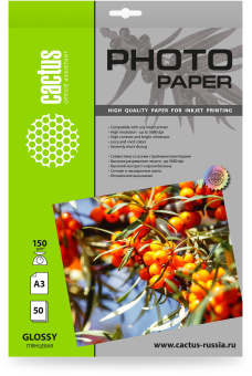 Фотобумага Cactus CS-GA315050 A3/150г/м2/50л./белый глянцевое для струйной печати - купить недорого с доставкой в интернет-магазине