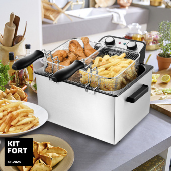 Фритюрница Kitfort КТ-2025 3270Вт черный/серебристый - купить недорого с доставкой в интернет-магазине