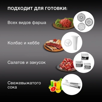 Мясорубка Hyundai HY-MG4422 1200Вт черный/серебристый - купить недорого с доставкой в интернет-магазине