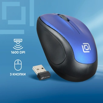 Мышь Оклик 665MW черный/синий оптическая 1600dpi беспров. USB для ноутбука 3but (1025132) - купить недорого с доставкой в интернет-магазине