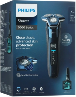 Бритва роторная Philips Series 7000 S7885/50 реж.эл.:3 питан.:аккум. черный/синий - купить недорого с доставкой в интернет-магазине