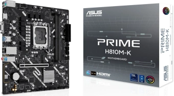 Материнская плата Asus PRIME H810M-K Soc-1851 Intel H810 2xDDR5 mATX AC`97 8ch(7.1) GbLAN RAID+VGA+HDMI - купить недорого с доставкой в интернет-магазине