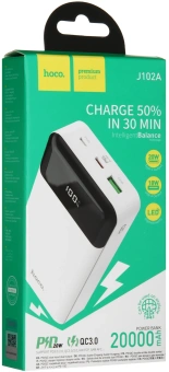 Мобильный аккумулятор Hoco J102A Cool figure 20000mAh QC/PD 20W 5A USB-A/USB-C белый (J102A COOL FIGURE WHITE) - купить недорого с доставкой в интернет-магазине