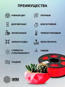 Пластик для принтера 3D Cactus CS-3D-PETG-1KG-T-RED PETG d1.75мм 1кг L316м 1цв. - купить недорого с доставкой в интернет-магазине