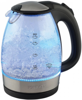 Чайник электрический Scarlett SC-EK27G91 1.7л. черный корпус: стекло/пластик (EK27G91) - купить недорого с доставкой в интернет-магазине