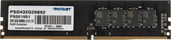 Память DDR4 32Gb 2666MHz Patriot PSD432G26662 Signature RTL PC4-21300 CL19 DIMM 288-pin 1.2В dual rank Ret - купить недорого с доставкой в интернет-магазине